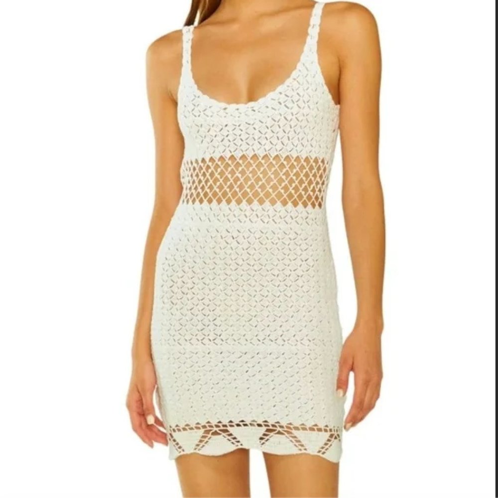 Lisa Maree Teal Crochet Mini Dress